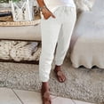 thumbnail image 3 of nsendm Pant Trousers Trousers Women's With Pockets Long Drawstring Summer Bottoms Pants Dress Pants for Women Petite Pants White 3X-Large, 3 of 4