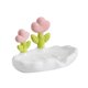 thumbnail image 4 of Jabonera de cerámica, jaboneras para baño, caja con forma de flor, soporte para jabón de ducha, bandeja de jabón de drenaje para decoración de baño Blanco, 4 of 10