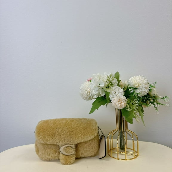 Coach CC444 Pillow Tabby Shoulder Bag 18 In Shearling IN CREAM