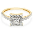 thumbnail image 3 of Princess & Round Cut White Lab Created Moissanite Diamond Square Halo Engagement Ring In 14k Yellow Gold Over Sterling Silver(G-H Color,VVS1 Clarity,0.75 Cttw)-8, 3 of 6