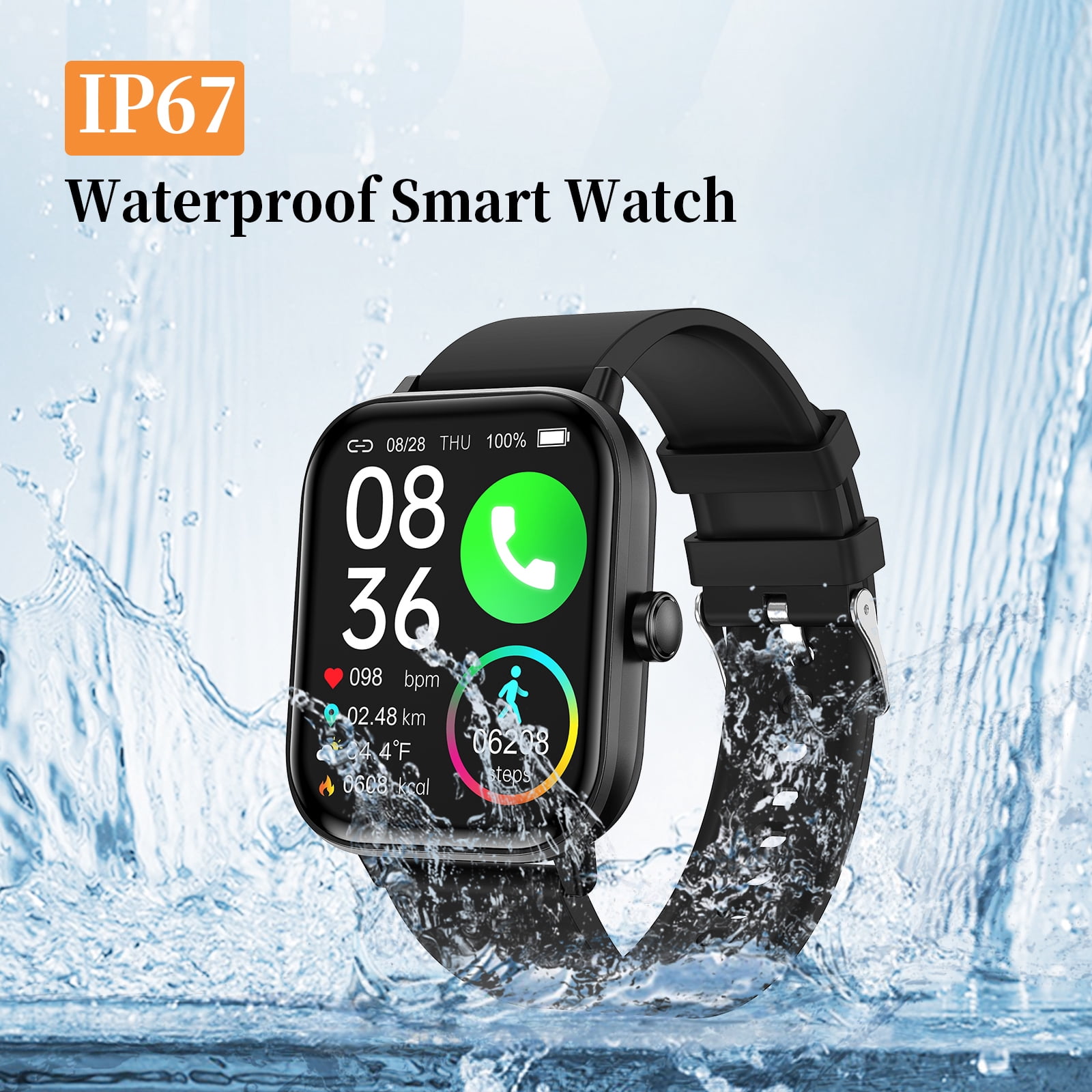 1.83" Smart Watch for Women Men, Make/Answer Calls with Fitness and Wellness Tracking 100+ Sports Modes Step Calorie Counter IP67 Waterproof for Android and iPhone