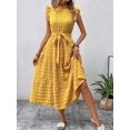 thumbnail image 3 of Women Summer Casual Midi Maxi Dresses Short Sleeve Yellow S, 3 of 7