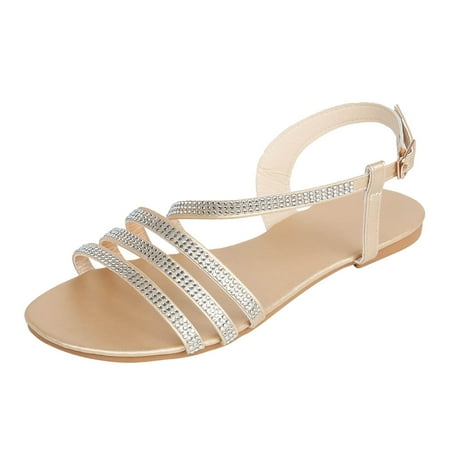 

Puawkoer Toe Beach Rhinestone Shoes Strap Open Breathable Buckle Summer Sandals Women s Women s sandals