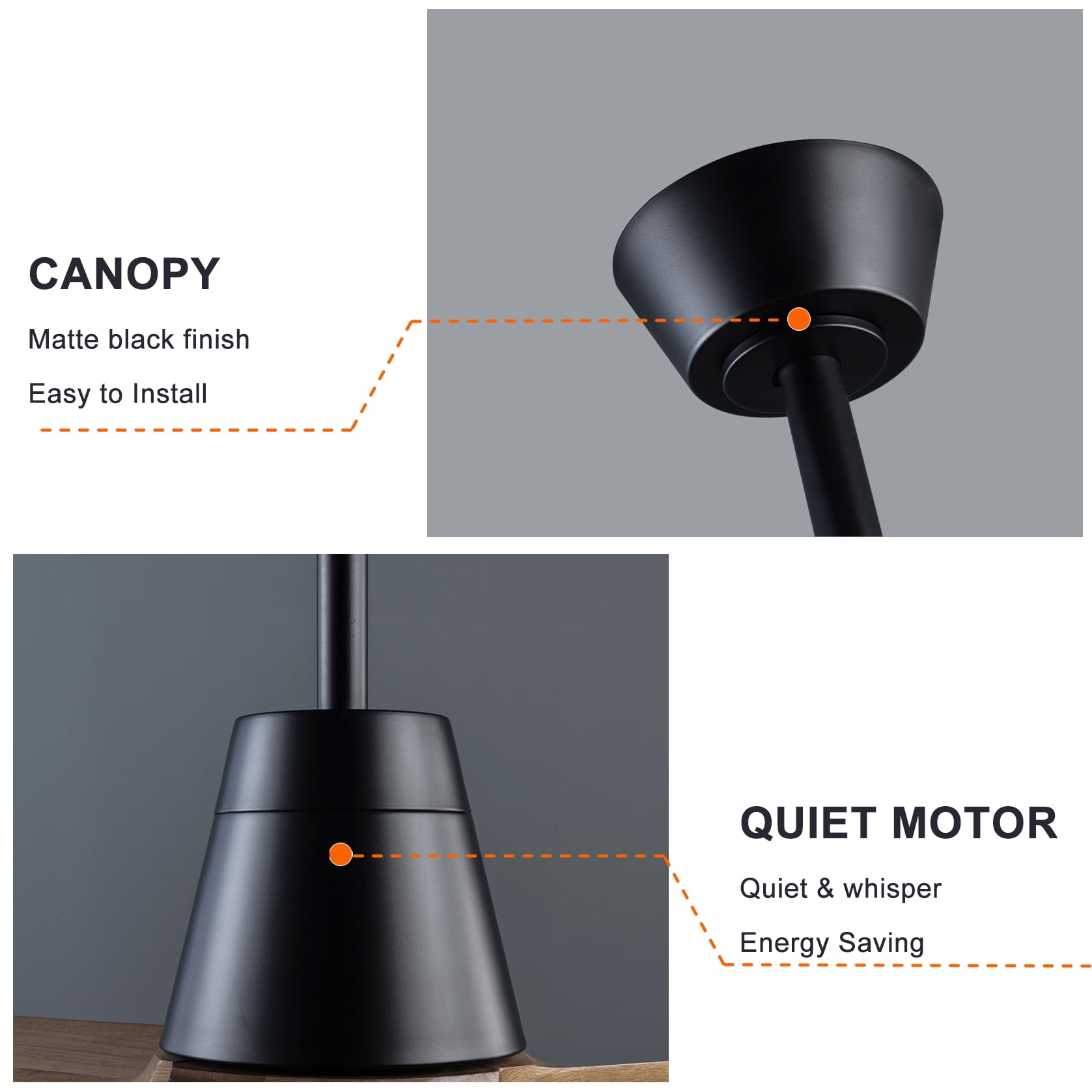 Mintazer 52 in Ceiling Fan with Lights and Remote, Modern Ceiling Fan with 6 Speed & 3 Blade for Indoor Outdoor Bedroom Living Room, Walnut