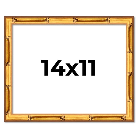 14x11 Frame Gold Bamboo Picture Frame - Complete Modern Photo Frame Includes UV Acrylic Shatter