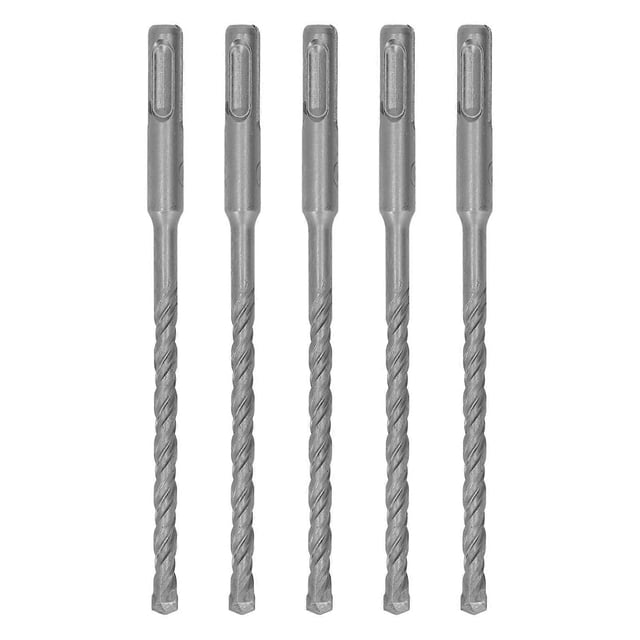 5 Pcs Rotary Hammer Drill Bit 160mm Length 2 Flute Self Centering Carbide Tip Impact Drill Bits for Brick Stone Concrete 7mm/0.28in