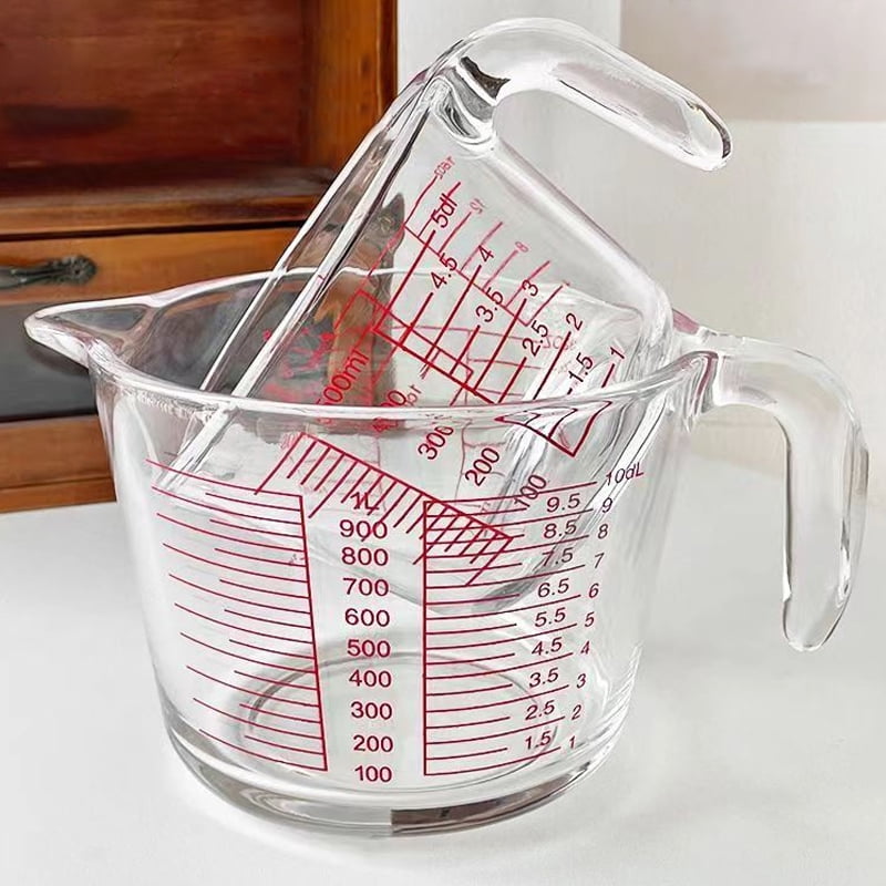 Glass Measuring Cups Set of 3 – 1/2/4 Cup, Heat Resistant, Dishwasher Safe, Raised Markings