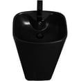 thumbnail image 2 of Fine Fixtures Plainfield Pedestal, Elegant One Piece Pedestal Sink, Center Faucet Hole, Vitreous China, Black, 2 of 9
