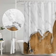thumbnail image 5 of Brown Marble Crack Shower Curtain, Waterproof Shower Curtains for Bathroom, Modern Abstract Geometric Texture Washable Fabric Bathtub Curtain Set Bath Decor with 12 Hooks Standard 72"x72", 5 of 8