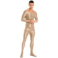 thumbnail image 4 of iEFiEL Mens Shiny Smooth Jumpsuit Long Sleeve Full Body Length Bodysuit for Fitness Workout, 4 of 7