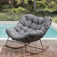 thumbnail image 3 of Grand Patio Oversized Steel Outdoor Rocking Chair with Ergonomic Design, All-Weather Rocker,Gray (Set of 1), 3 of 14