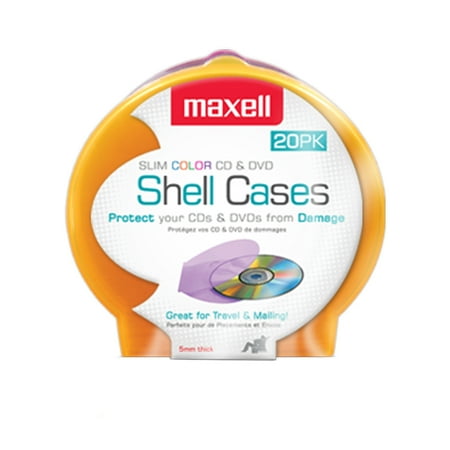 UPC: 0025215190773 | maxell 190073 Slim 5mm C-Shell Cases – 20PK – Assorted Colors
