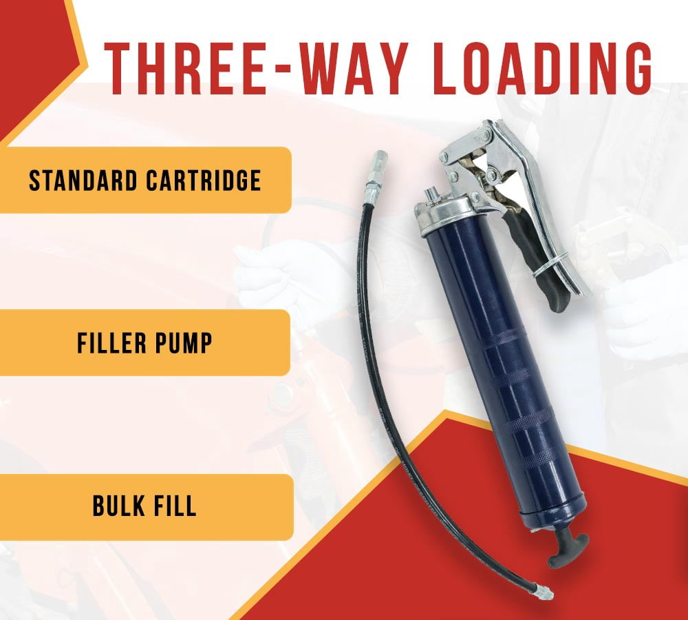 (2 Pack) Pistol Grip Grease Gun, 5000 PSI, 18" Hose, Capacity, 16oz Bulk/ 14oz Cartridge