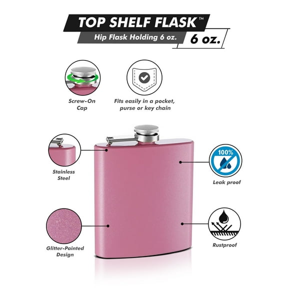 6oz Glitter-Paint Flasks, Pink