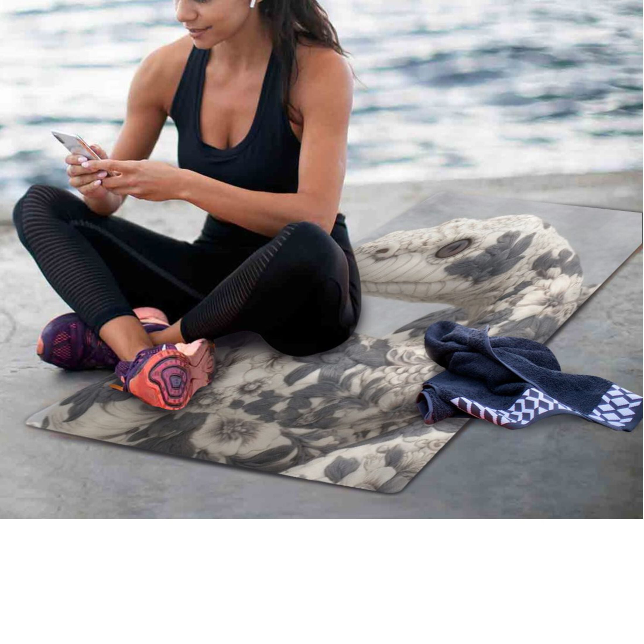 BZSMCE Yoga Mat Women Fitness Mat Floral Snake Pattern