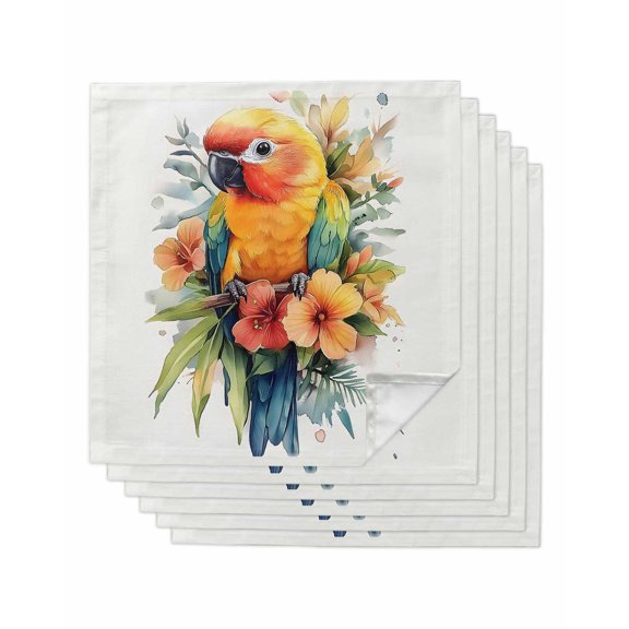 Hokiten Kitchen Dinner Napkins Set of 6 Parrot Floral Cloth Napkins Reusable Washable Table Napkins for Weddings Cocktail Parties Holiday Table Decor 20x20 Inch