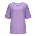 thumbnail image 6 of USSUMA 2024 Women's Casual V-Neck Half Sleeve Solid Loose Shirt Blouse Tops Hottest Deals on tech Purple XXL, 6 of 9