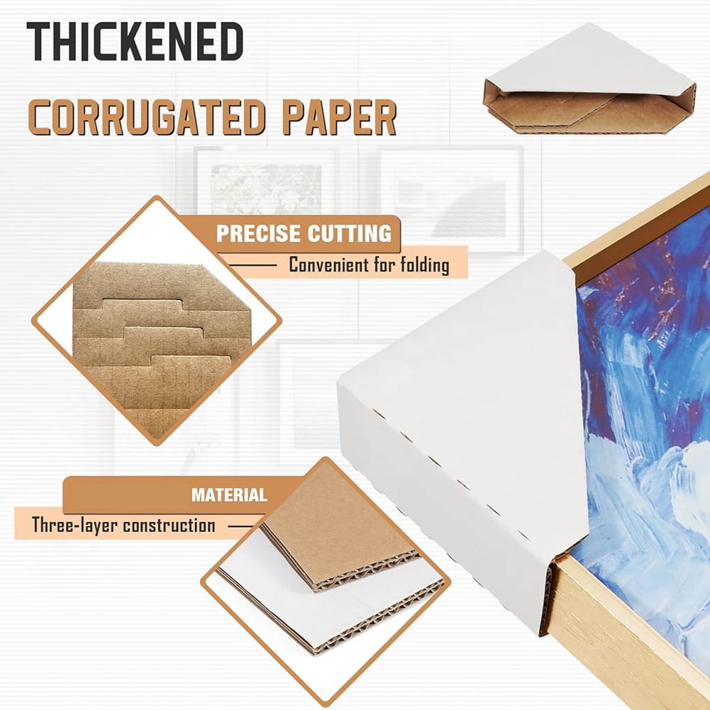 100Pack Adjustable Cardboard Corner Protectors for 1In 1.5In 2.1In Frame Shipping Protection