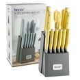 thumbnail image 1 of Juego de cuchillos de cocina Hecef 14 piezas acero inoxidable alto contenido de carbono bloque de madera, 1 of 8