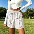 thumbnail image 5 of Stylish Layered Shorts for Women Loose Elastic Waist Straight Leg Drawstring Casual Shorts, 5 of 6