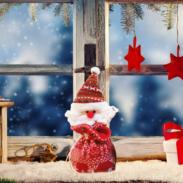 Christmas Drawstring Pouch Plush Elk Gift Bags Christmas Wrapping Bags