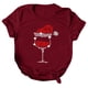 thumbnail image 1 of Gibobby Camiseta Navideña De La mujer Navidad Copa de de nieve Muñeco de nieve Estampado O Cuello Camiseta Blusa Manga corta(Rojo,G), 1 of 3