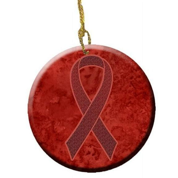 Burgundy Ribbon for Multiple Myeloma Cancer Awareness Ceramic Ornament, 2.81 Dia