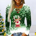 thumbnail image 2 of Camisas Navideñas Para Mujer Tops de Manga Larga Con Cuello en V Blusa Regular Estampada Odeerbi ODB198380, 2 of 6
