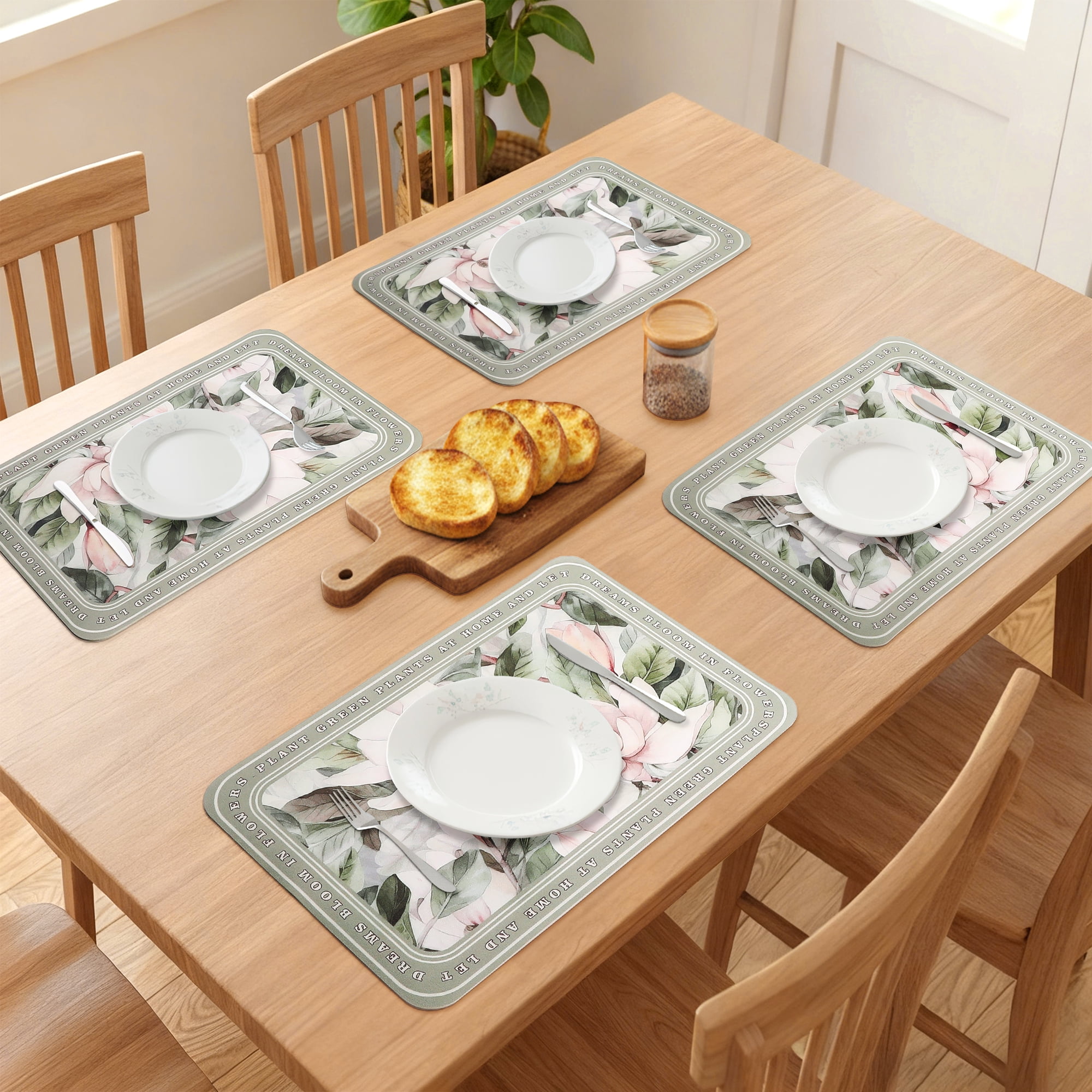 Unique Bargains Leather Placemats Set of 6 for Kitchen Dining Table Decor Flower