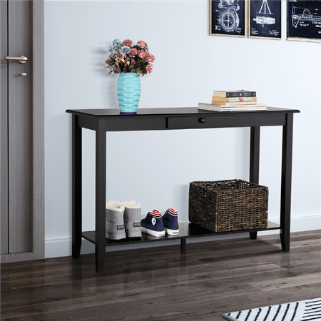 2 Tier Wood Hall Console Table For Living Room Entryway Furniture