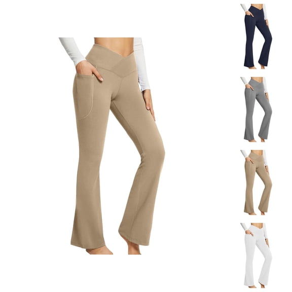 Leggings for Women Women's Pants European Style Flared Leggings Fitness Wide Leg Bootcut Yoga Trousers