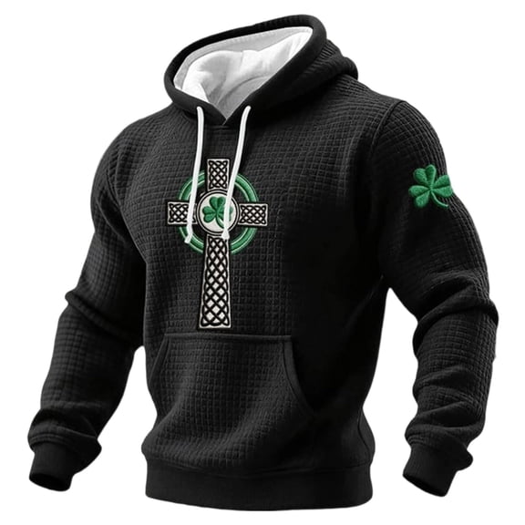 Mens Classic Irish Knit Hoodie With Pattern Sweatshirt Clothes
