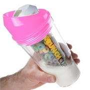 The CrunchCup XL Pink Portable Dual-Chamber Cereal Cup BPA-Free
