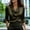 Womens Tops Plus Size Spring-Army Green, variant on Homenesgenics Womens Tops Plus Size Spring Solid Color Satin Satin Elegant Solid Color Cowl Neck Three-Quarter Sleeve Top/Blouse Black M