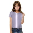 thumbnail image 2 of Jalioing Striped T Shirt for Teens Short Sleeve Crew Neck Basic Tee Shirt Kids Boys Girls Summer Casual Tops, 2 of 6