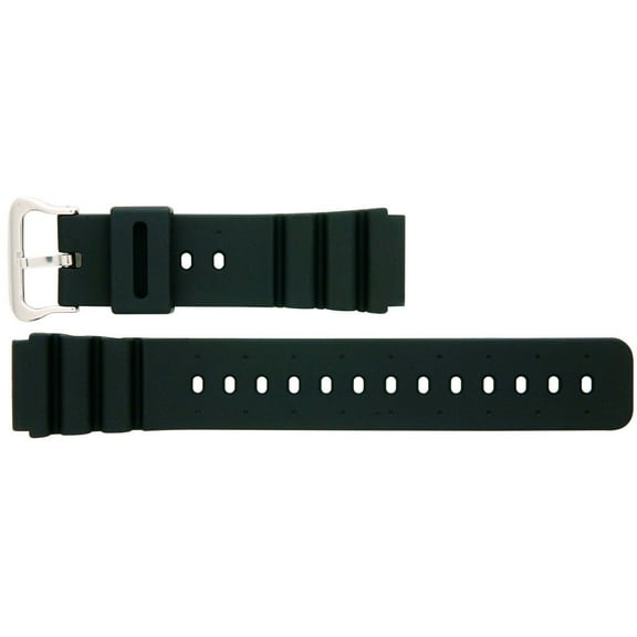 20mm Black Genuine Rubber Sports Watch Band
