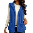 thumbnail image 2 of Diufon Fleece Vest Women Casual Sleeveless Hooded Jacket Fall Winter Warm Open Front Outerwear with Pockets, 2 of 10