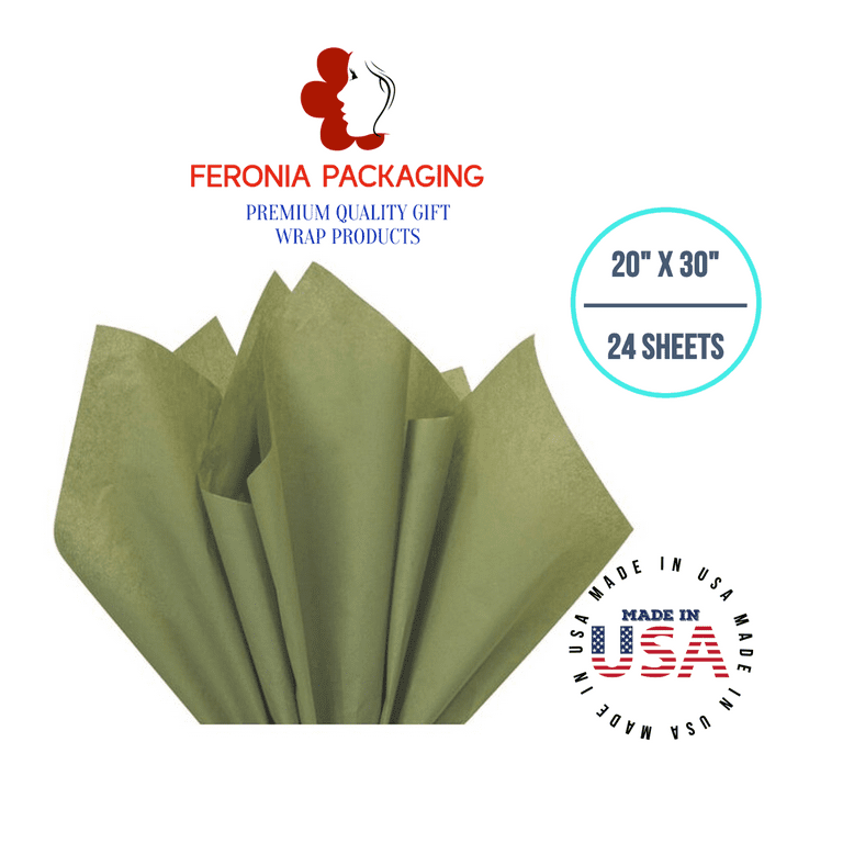 Holiday Green Tissue Paper Squares, Bulk 24 Sheets, Premium Gift Wrap for Birthdays, Holidays, by Feronia Packaging, Large 20 inchx30 inch, Size: 20 x
