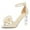 Beige, variant on FSJ Women Sexy Flower Open Toe Sandals Three Crystal Block High Heels Pumps Adjustable Buckle Ankle Strap Prom Wedding Evening Shoes Size 8 Black