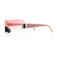 thumbnail image 6 of Rimless Shield Wrap Around Y2K Super Sleek Plastic Arm Sunglasses All Pink, 6 of 8