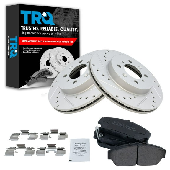 TRQ Front Performance Brake Pad & Rotor Kit Brake Pads Brake Rotors Set Semi-Metallic Premium G-Coated Fits Select 1994-2001 Acura Integra 1993-1995 Honda Civic
