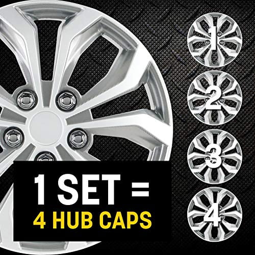 SUMEX SPA Performance Wheel Cover Pack of 4 Hub Cap Two Tone Black/ Chrome Silver Finish,