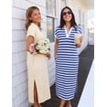 thumbnail image 5 of Merokeety Womens Summer Maxi Dress V Neck Collared Vacation T Shirt Long Dresses Beige xl, 5 of 8