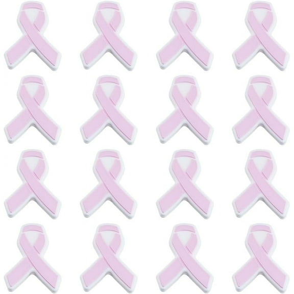 16pc Pink Silicone Awareness Ribbon Beads