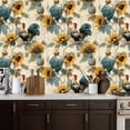 thumbnail image 2 of Peel and Stick Wallpaper Sunflowers Rooster Rustic Floral Teal Leaves Vintage Wall Mural 17.7in x 9.8ft Self Adhesive Removable Wall Paper Renter Friendly Wallpaper for Nursery Bedroom Cabinets, 2 of 8