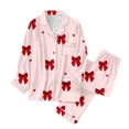 thumbnail image 5 of SJLDQY Valentines Women's Pajamas Set 2 Peice Pjs Set for Women Valentine's Day Bowknot Graphic Long Sleeve Pajama Tops Pants Soft Comfy Homewear Sleepwear Outfits, 5 of 6