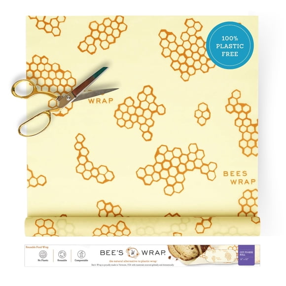 Bee's Wrap Beeswax Wraps for Food - Cut to Size 14x52" Wax Paper Roll - Made in USA Reusable Waxed Paper & Bowl Covers - Organic & Eco-Frie
