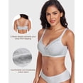 thumbnail image 5 of Exerin Women's Full Coverage Bras Wireless V-Neck Comfort Unlined Cotton Bra(34DD,Gray), 5 of 7