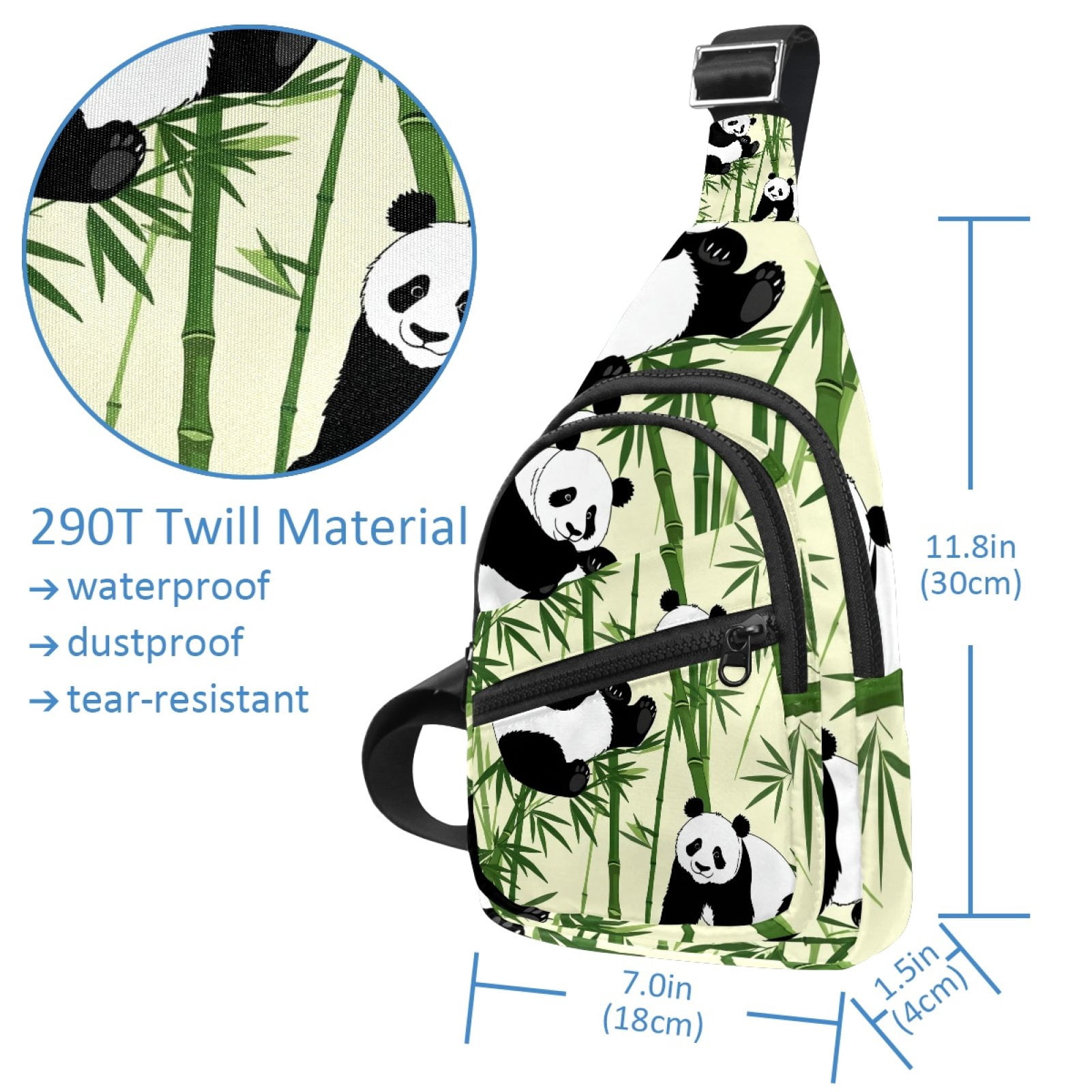 ERJLKXP Panda Bamboo Small Mens Women Crossbody Chest Bag, Travel Over Shoulder Sling Bag Backpack Men Side Bag,Daypack