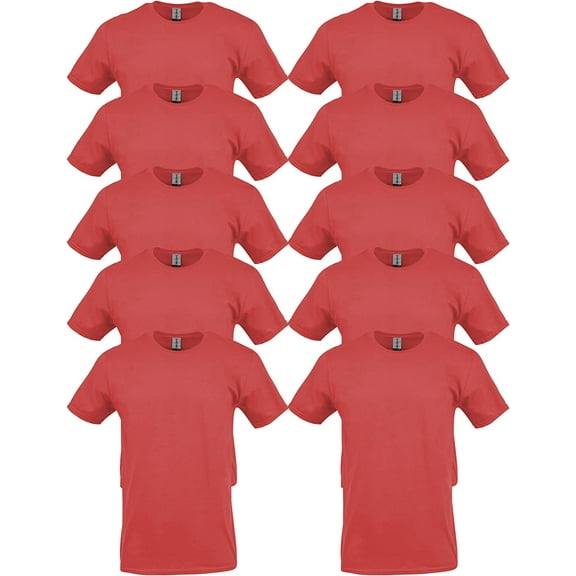 Gildan Mens Heavy Cotton T-Shirt, Style G5000, Multipack 10 Red 10-pack Large